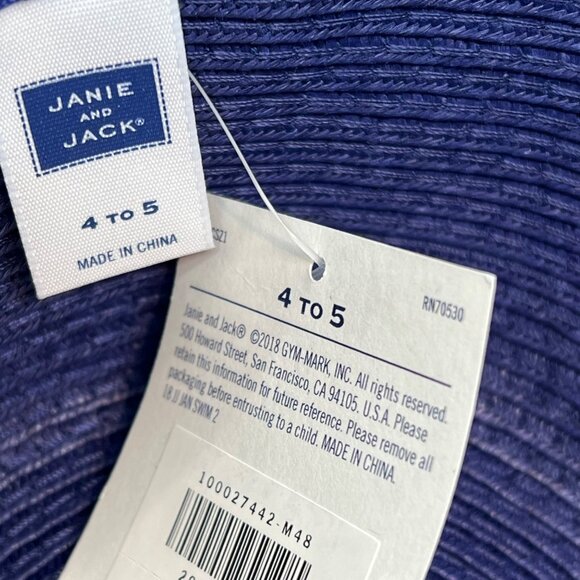 Janie and Jack "Cruise Along" Girls Navy Blue & Coral Sun Hat Size 4-5 - Picture 3 of 3